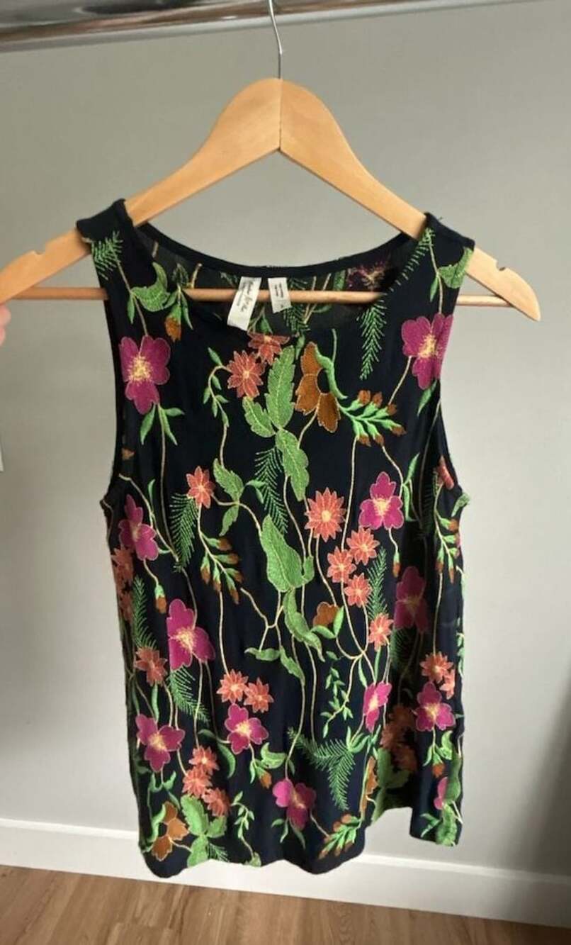 Anthropologie Meadow Rue Cartagena Embroidered Floral Tank Top